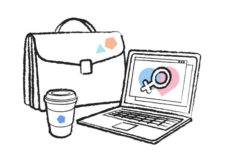 A drawing of an open briefcase, filled to the brim with colourful building blocks.